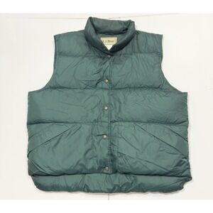 Vintage LL Bean Men's Goose Down Puffer Vest Green Nylon Size XXL Made USA 80s